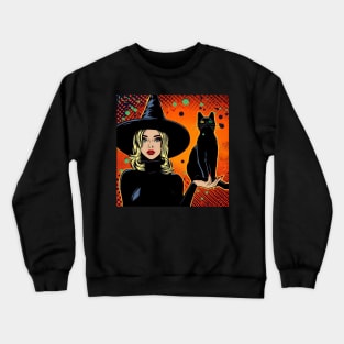 Witch and her cat Crewneck Sweatshirt